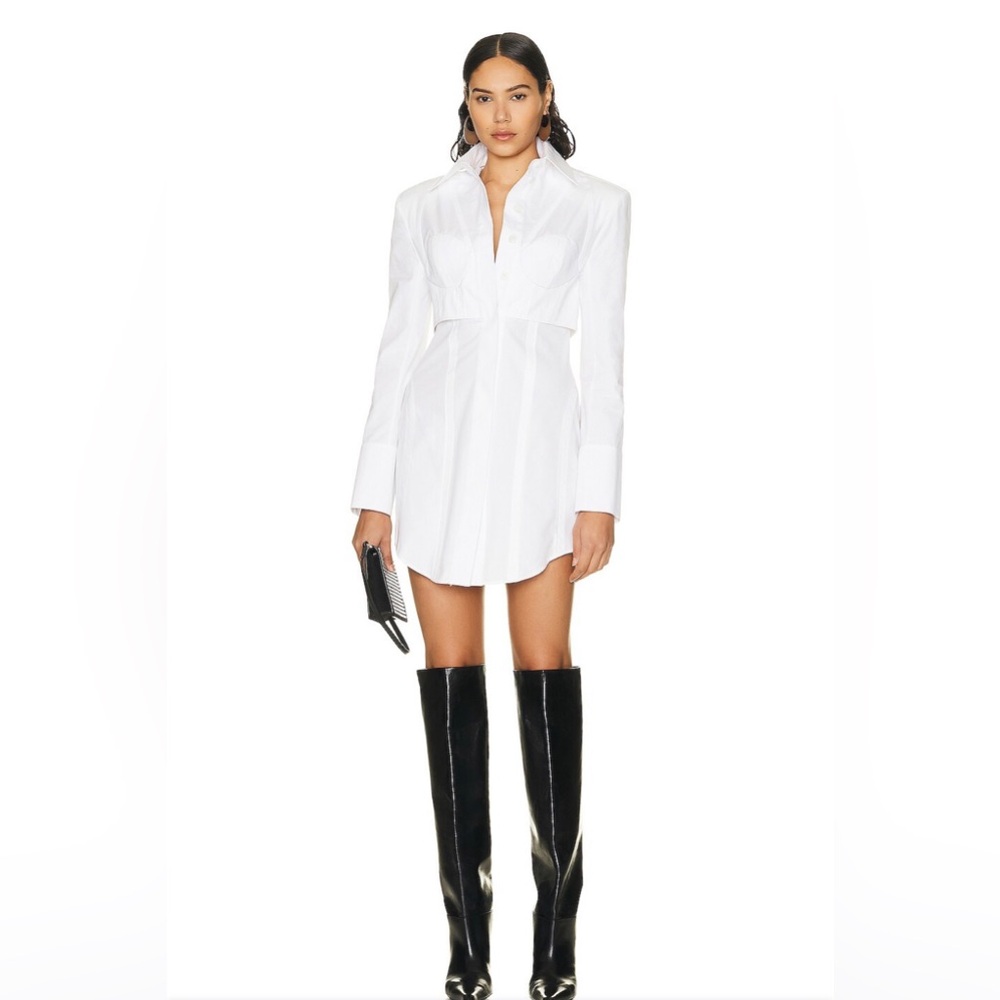 BALMAIN Lingerie Cut Poplin Dress in Blanc NWT